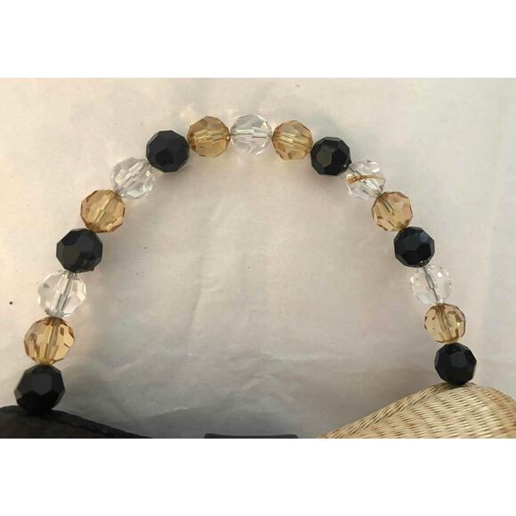 Le Sak Handmade Handbag Purse Beaded Top Handle Made of Natural Buri Palm Fibers - Picture 3 of 5